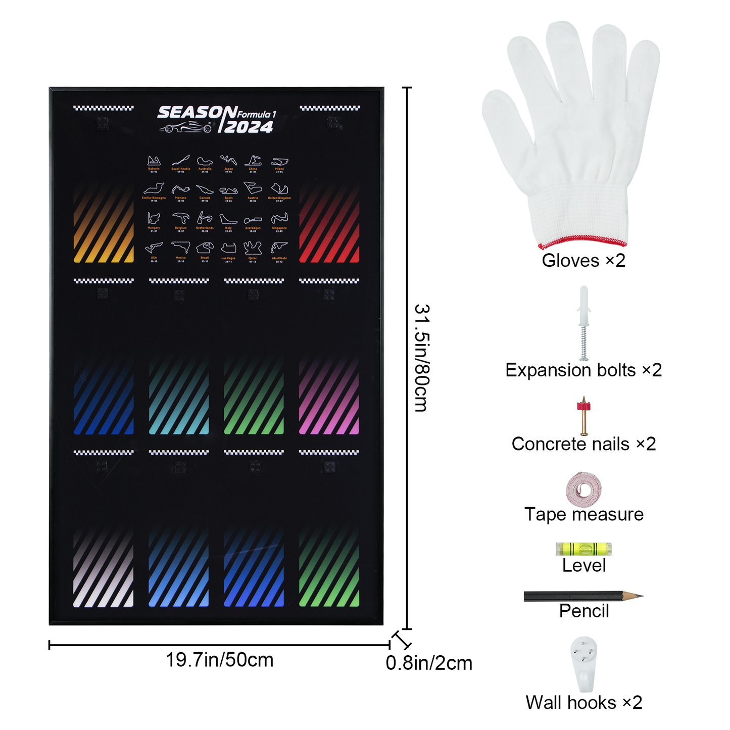 Display Wall Mount for Lego 66802 (77422-77251) F1 Car Speed Champions Ultimate Formula 1 Collector's Pack (Lego Set Not Included)