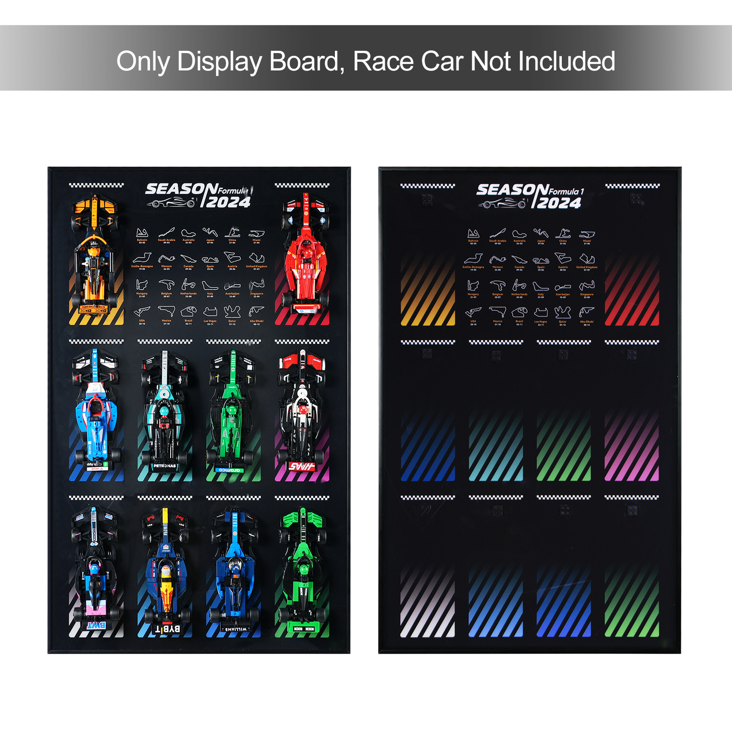 Display Wall Mount for Lego 66802 (77422-77251) F1 Car Speed Champions Ultimate Formula 1 Collector's Pack (Lego Set Not Included)