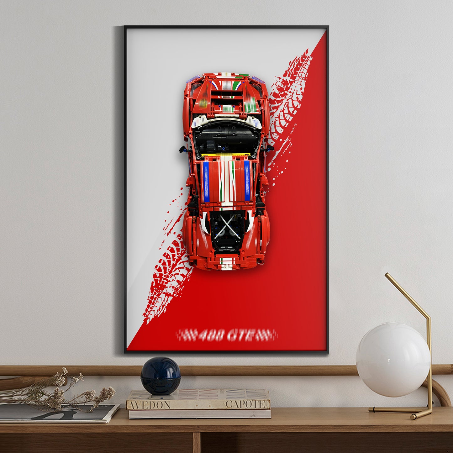 Display Wall Mount for  Lego 42125 Technic Ferrari 488 GTE “AF Corse #51” Race Car (Lego Set Not Included)