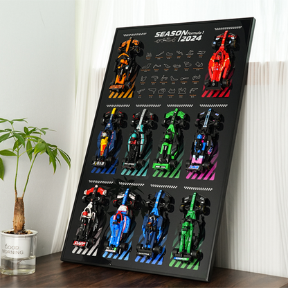 Display Wall Mount for Lego 66802 (77422-77251) F1 Car Speed Champions Ultimate Formula 1 Collector's Pack (Lego Set Not Included)