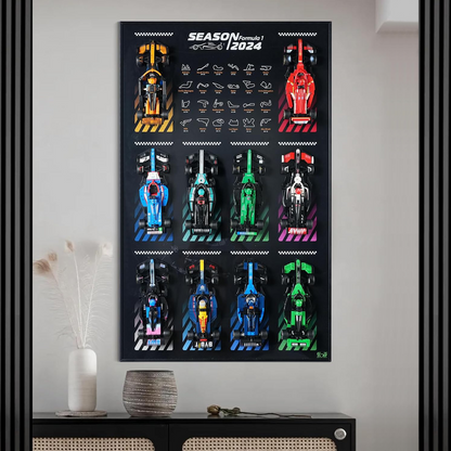 Display Wall Mount for Lego 66802 (77422-77251) F1 Car Speed Champions Ultimate Formula 1 Collector's Pack (Lego Set Not Included)